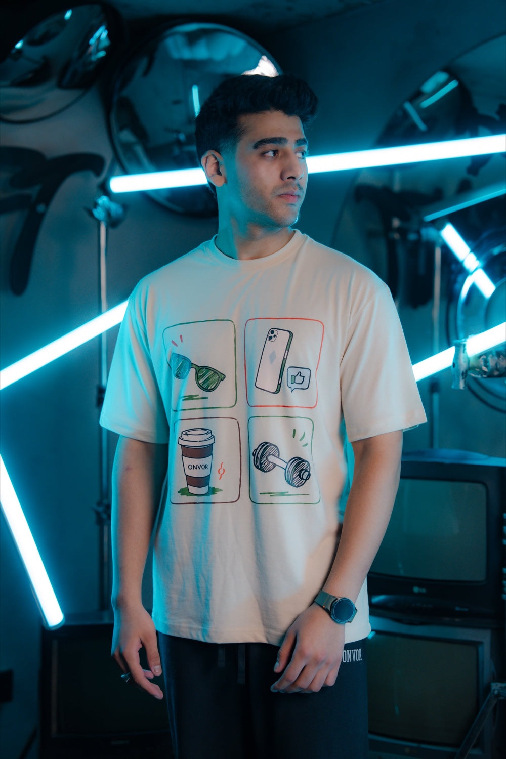 Cream Daily Icons Tee - Men