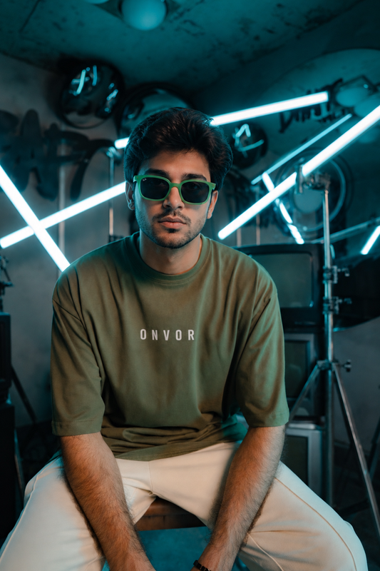 Olive Green Faceline Tee - Men