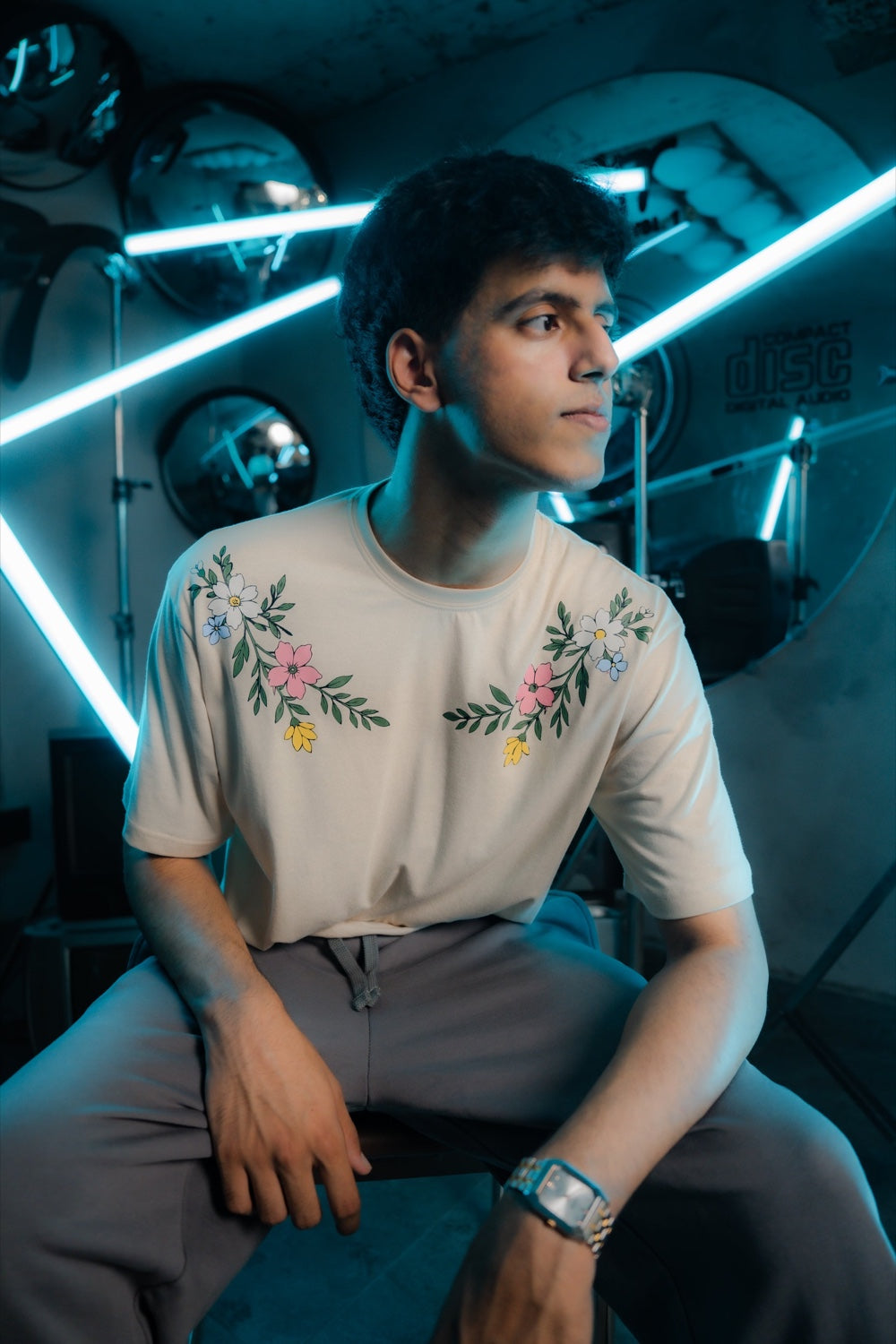 Cream Wildflower Tee - Men