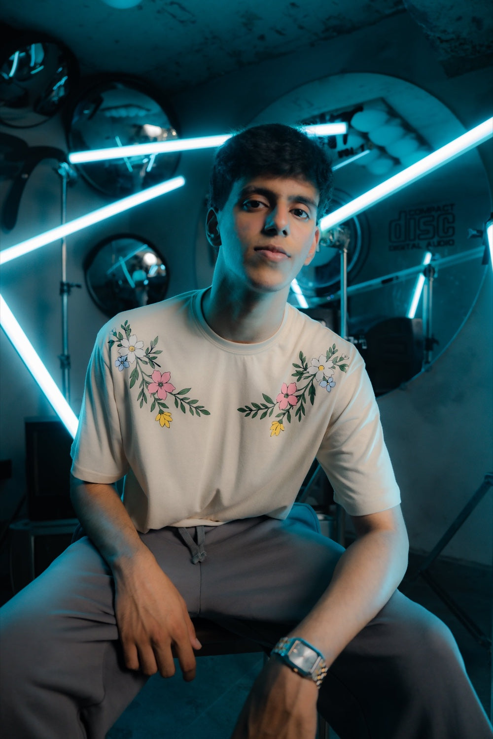 Cream Wildflower Tee - Men