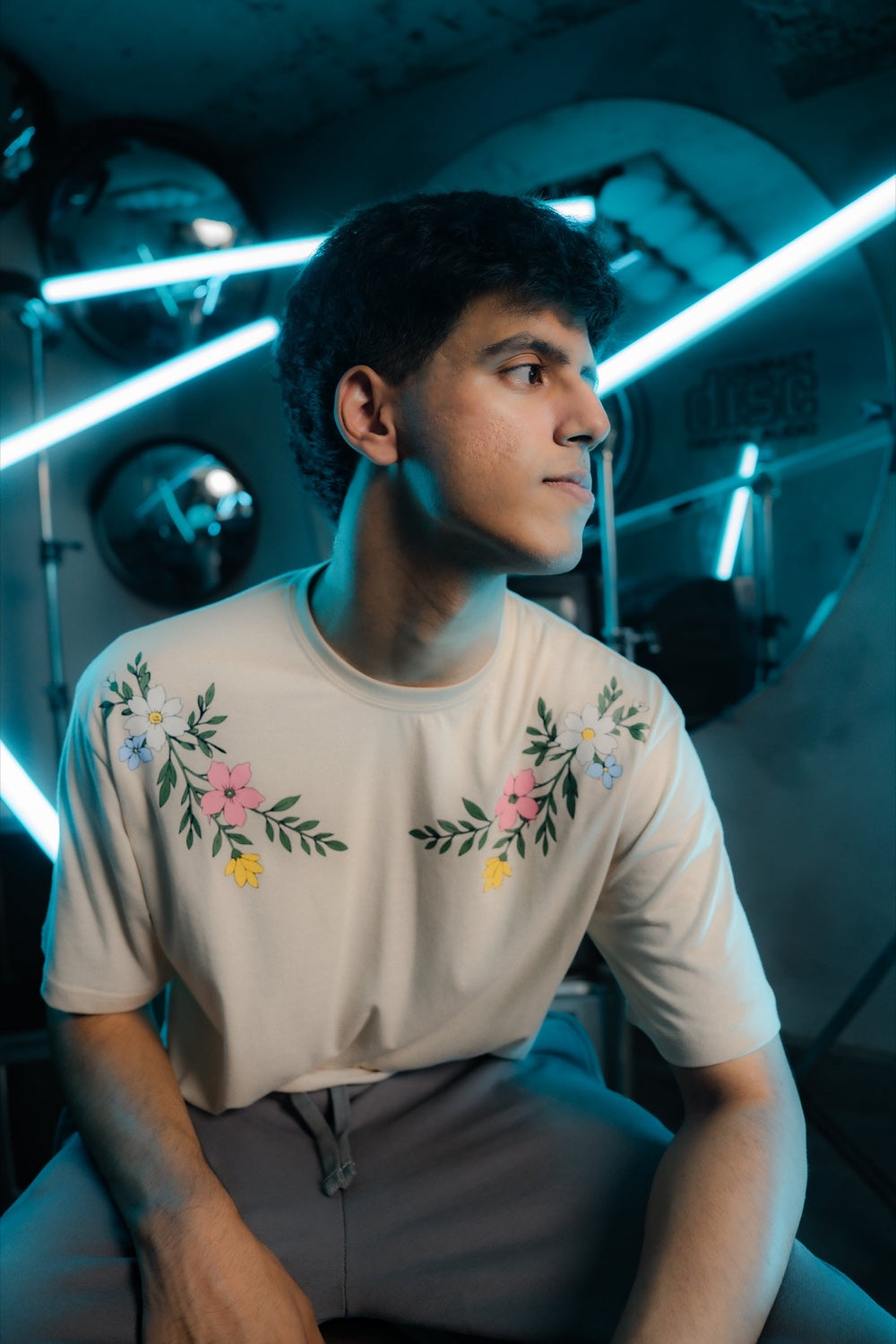 Cream Wildflower Tee - Men