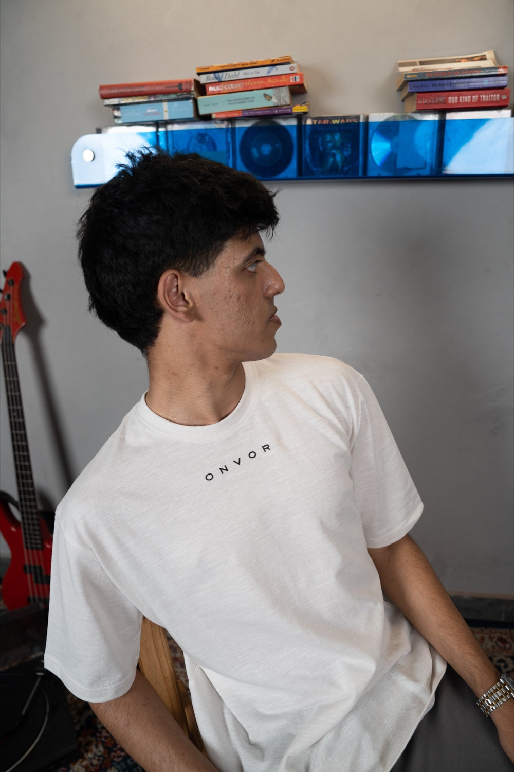 White Micro Texture Tee - Men