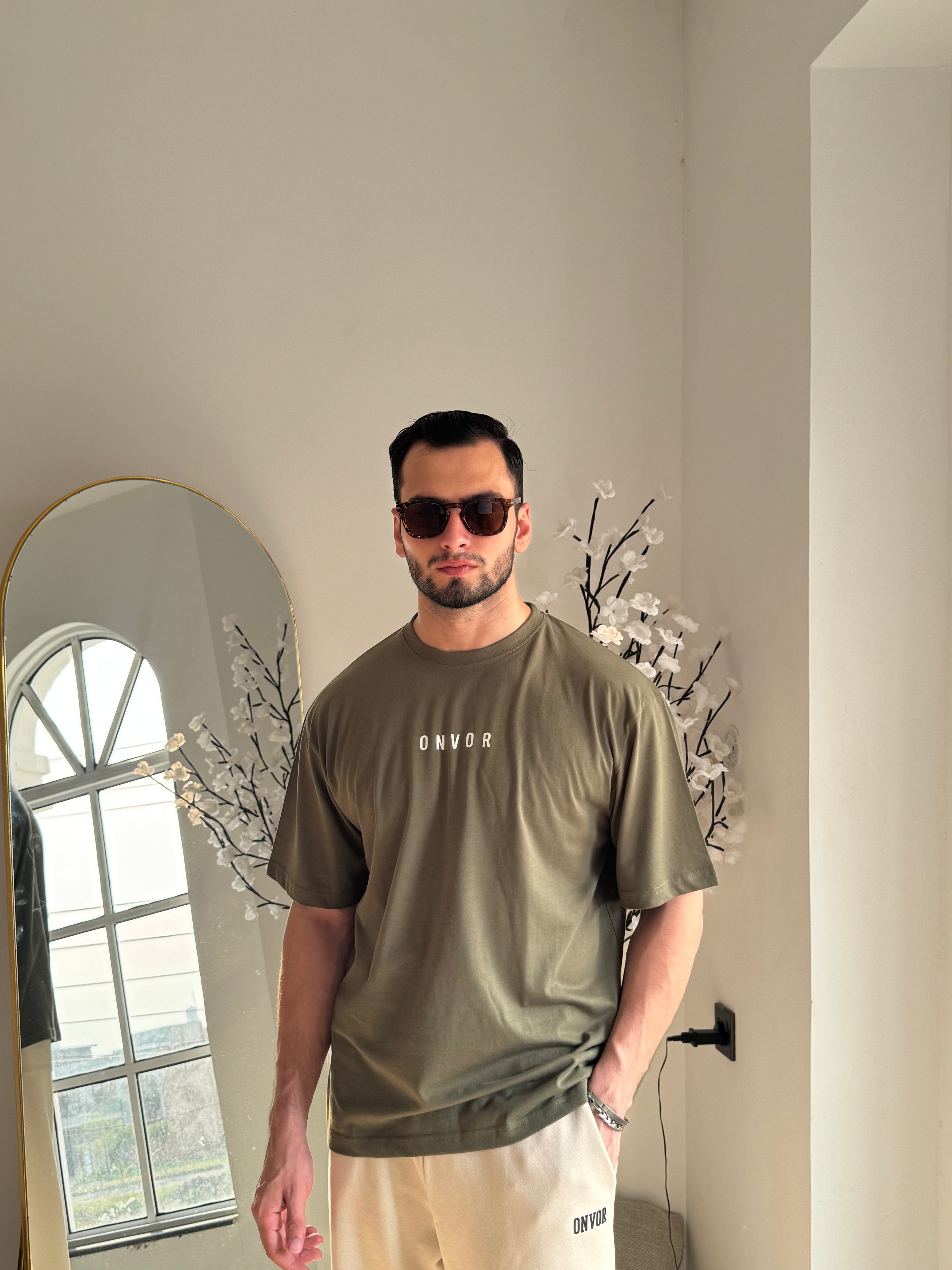 Olive Green Faceline Tee