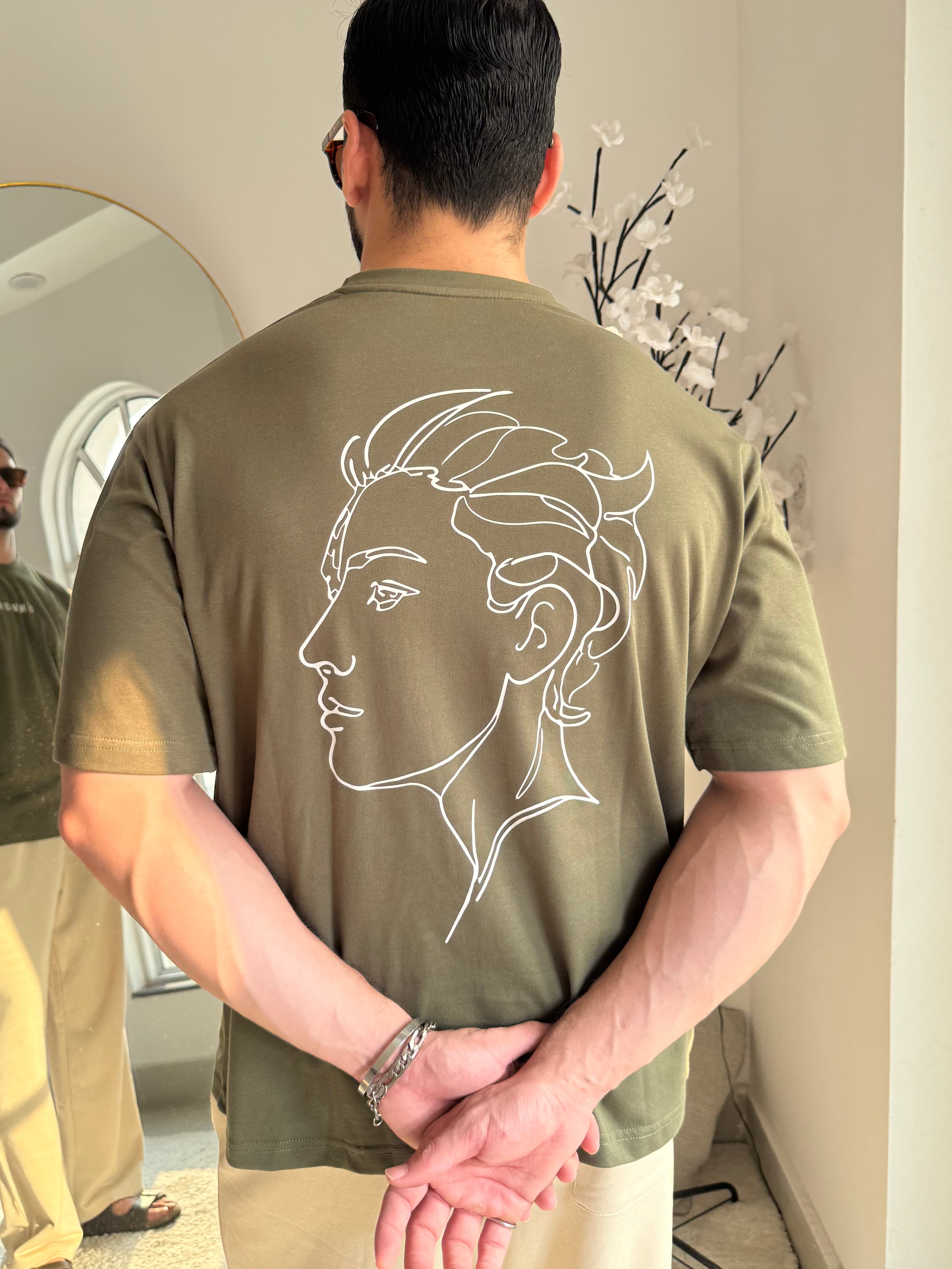 Olive Green Faceline Tee